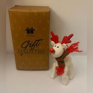 Vintage 1987 Avon Belvedeer the Christmas Wooden Reindeer Christmas Ornament